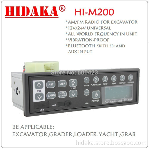 12V 24V Bluetooth USB Aux Excavator Radio for Earth moving Kart